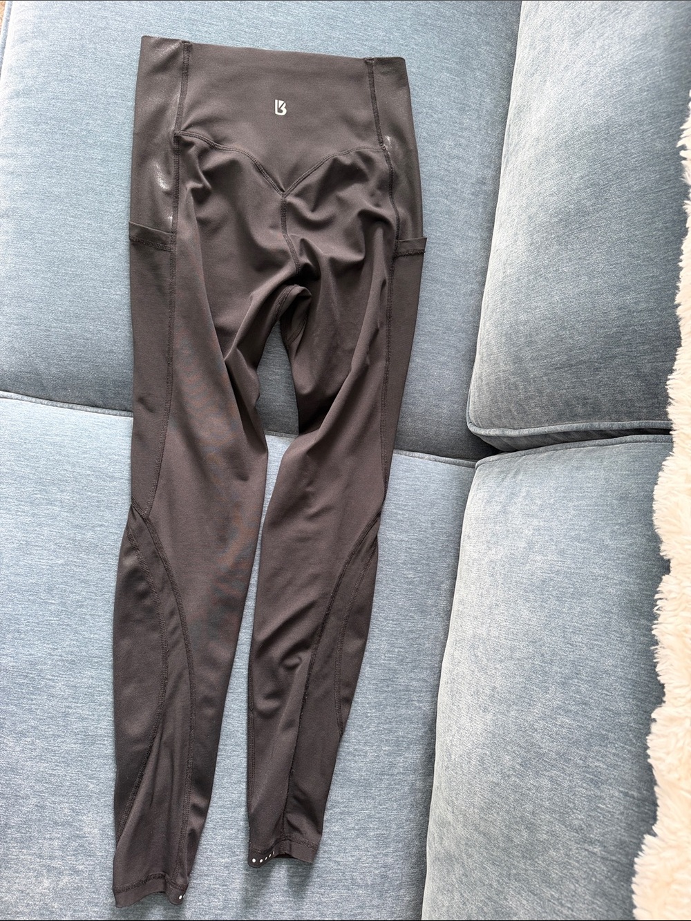 BuffBunny Black High-Waist Performance Leggings with Shiny Fabric and Mesh